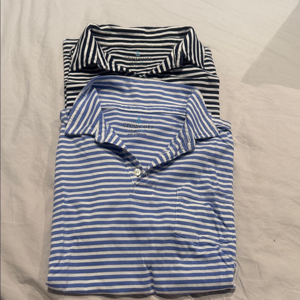 BOYS Crewcuts Striped Polos - Blue/White & Black/White — size 14